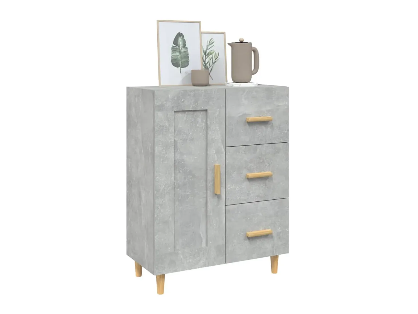 Aparador de madera contrachapada gris hormigón 69,5x34x90 cm ES33590