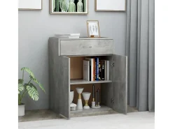 Aparador de madera contrachapada gris hormigón 60x30x75 cm ES70336