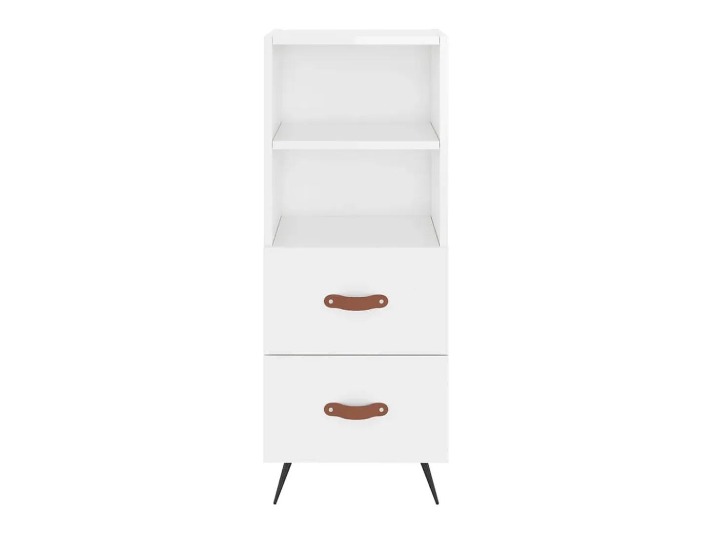 Aparador de madera contrachapada blanco brillante 34,5x34x90 cm