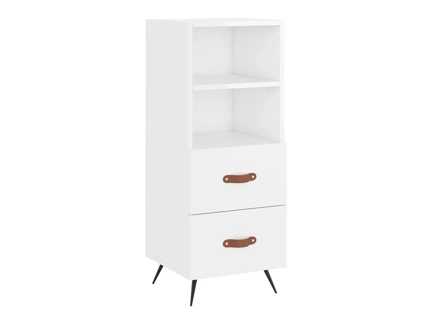 Aparador de madera contrachapada blanco brillante 34,5x34x90 cm