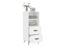 Aparador de madera contrachapada blanco brillante 34,5x34x90 cm