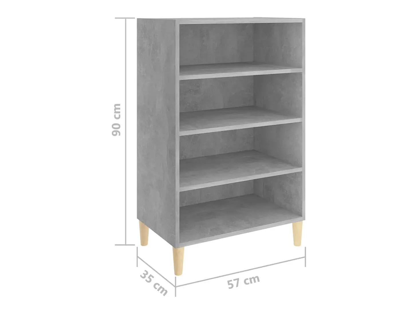 Aparador de madera contrachapada gris hormigón 57x35x90 cm