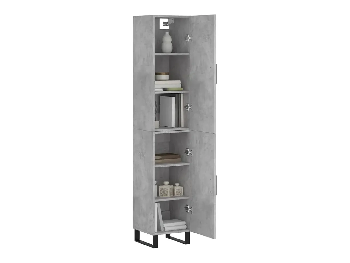 Aparador de madera contrachapada gris hormigón 34,5x34x180 cm ES66375