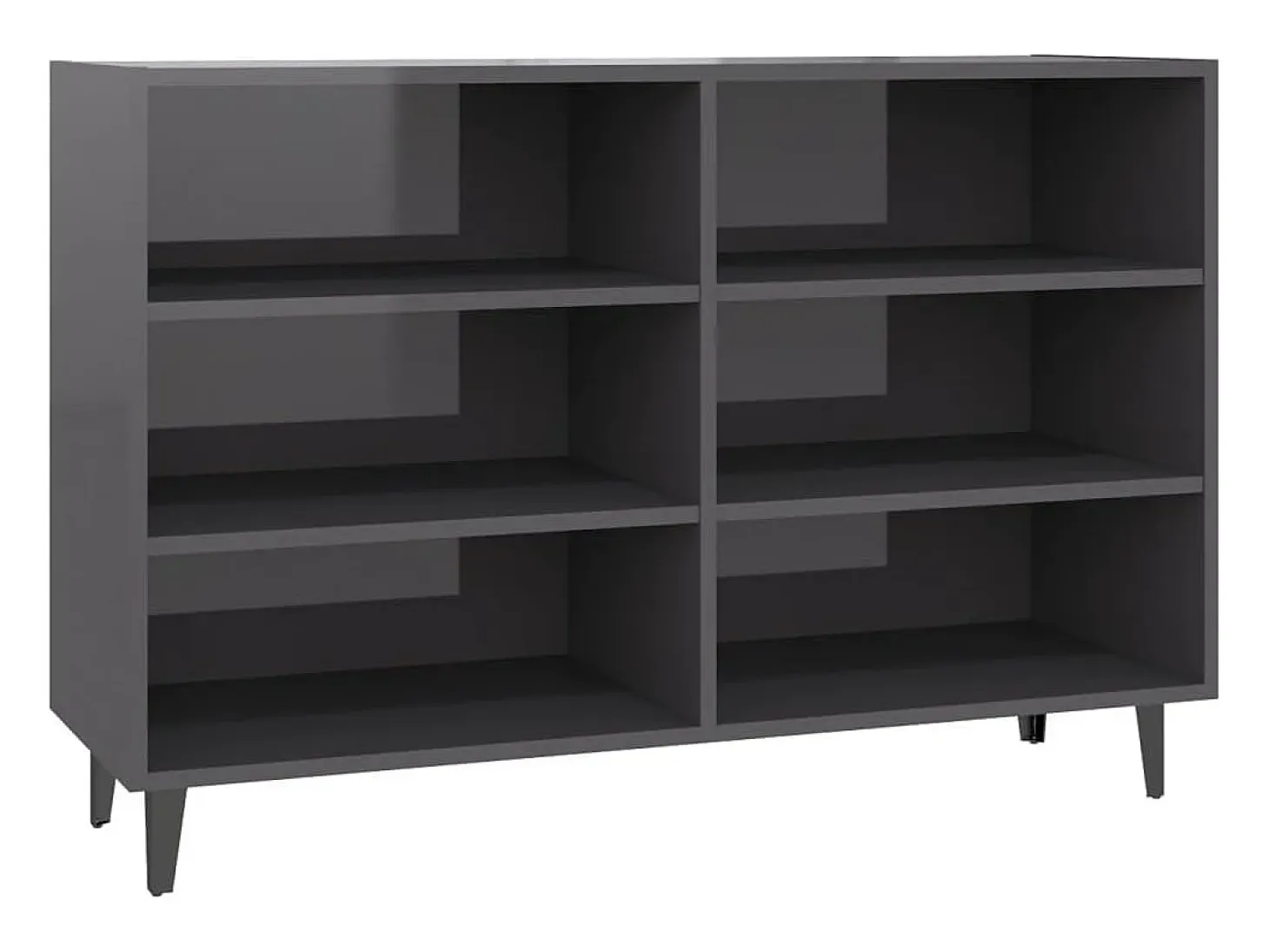 Aparador de madera contrachapada gris brillante 103,5x35x70 cm