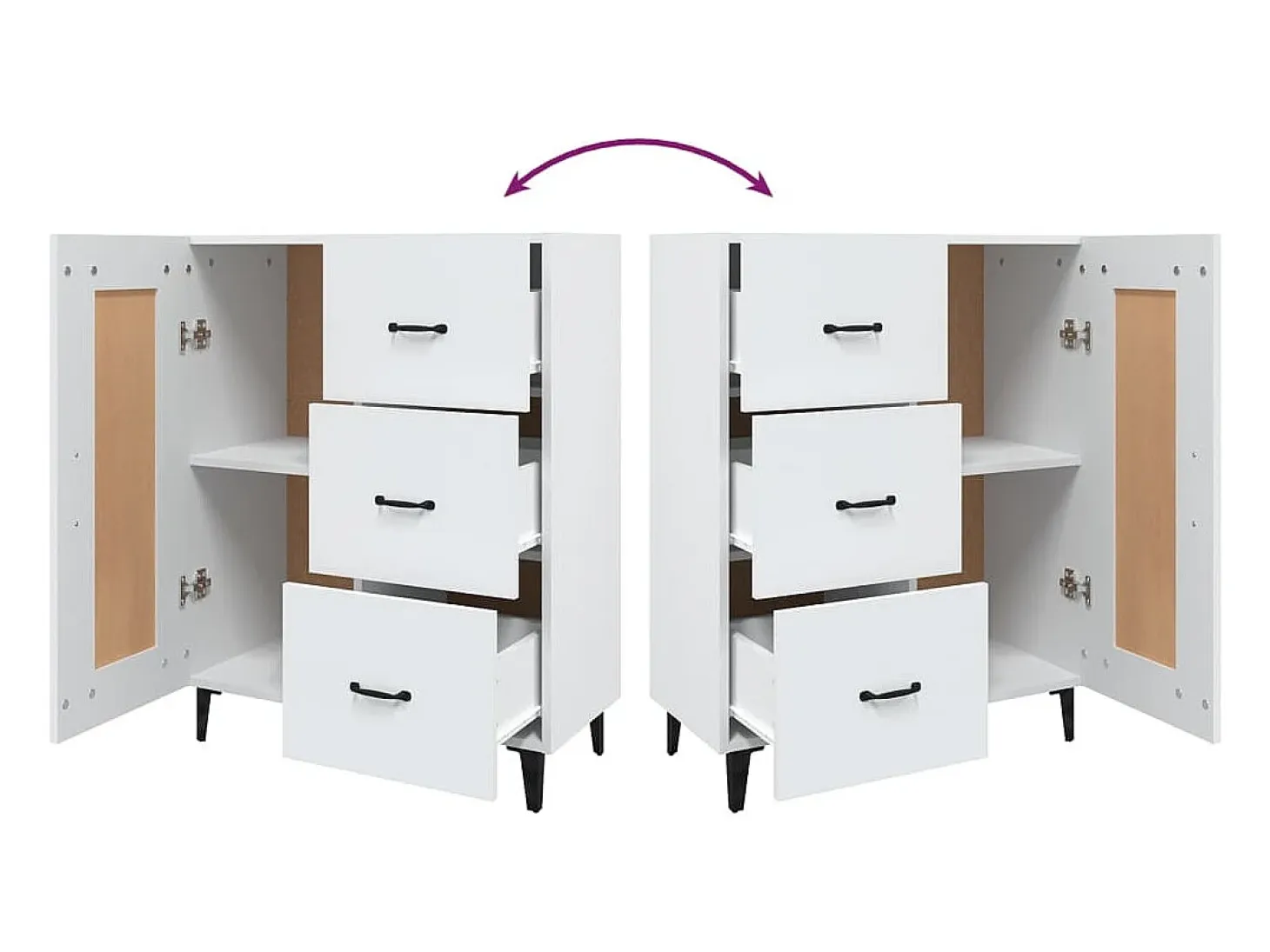Aparador de madera contrachapada blanco 69,5x34x90 cm