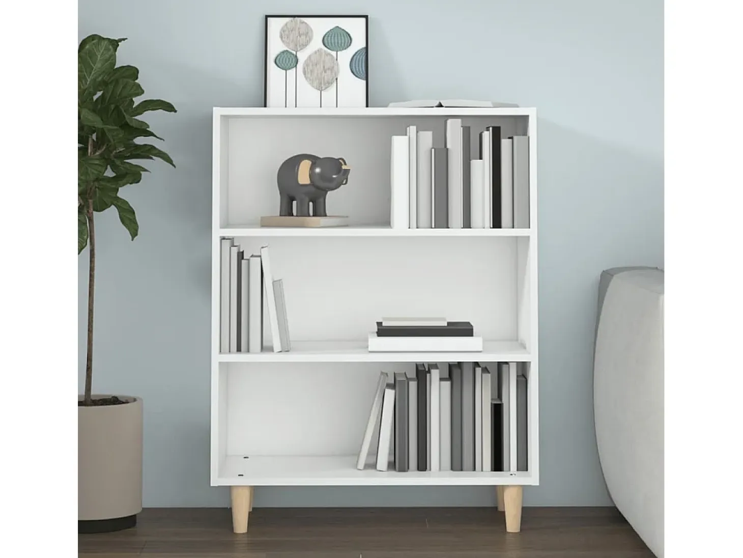 Aparador de madera contrachapada blanco 69,5x32,5x90 cm