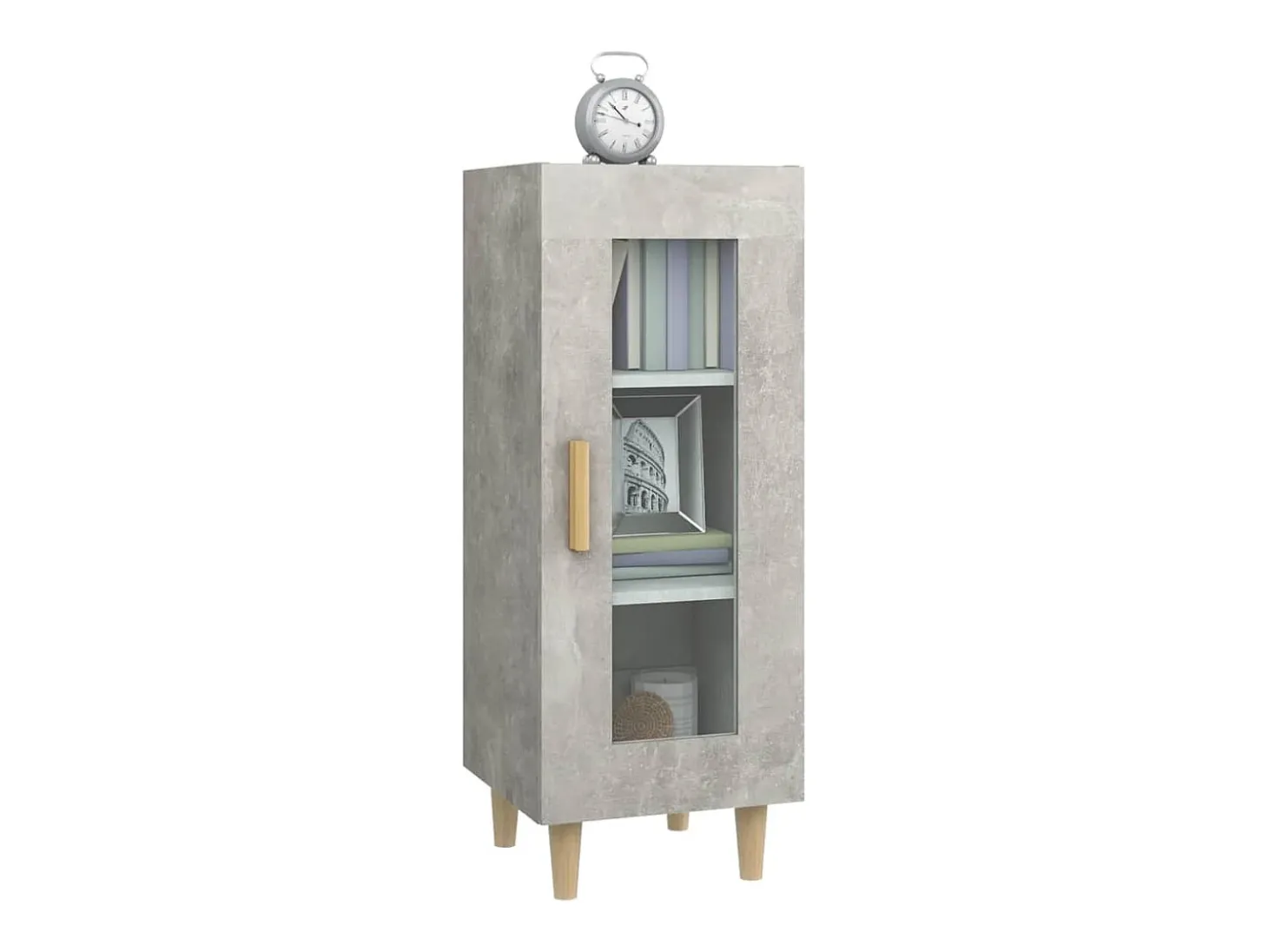 Aparador de madera contrachapada gris hormigón 34,5x34x90 cm