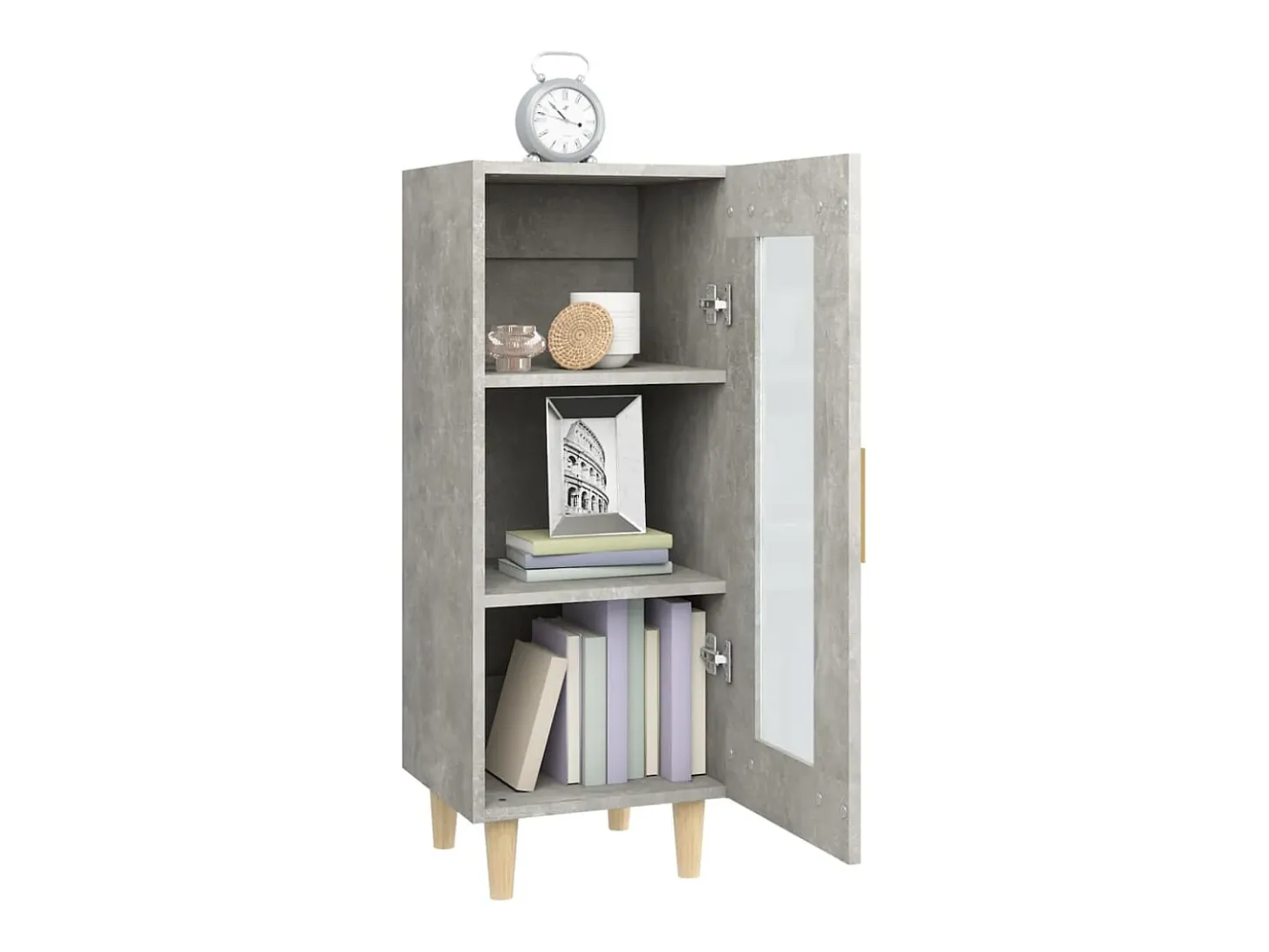 Aparador de madera contrachapada gris hormigón 34,5x34x90 cm
