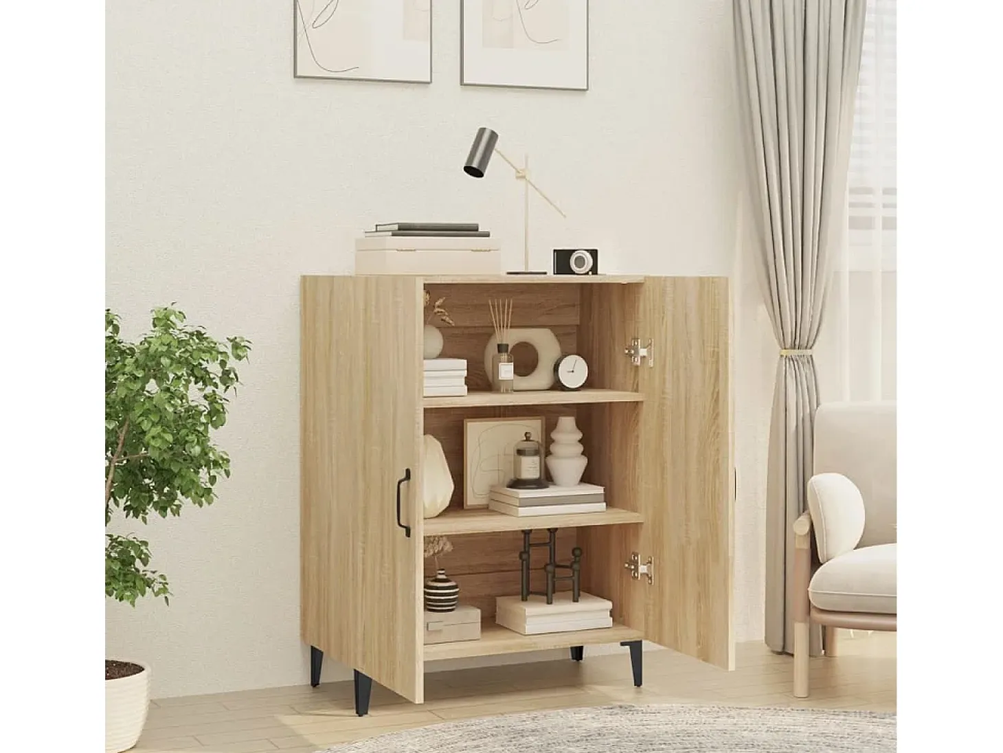 Aparador de madera contrachapada roble Sonoma 70x34x90 cm