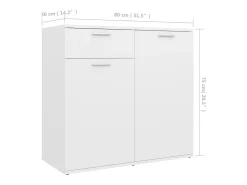 Aparador de madera contrachapada blanco 80x36x75 cm