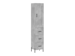 Aparador de madera contrachapada gris hormigón 34,5x34x180 cm ES29391
