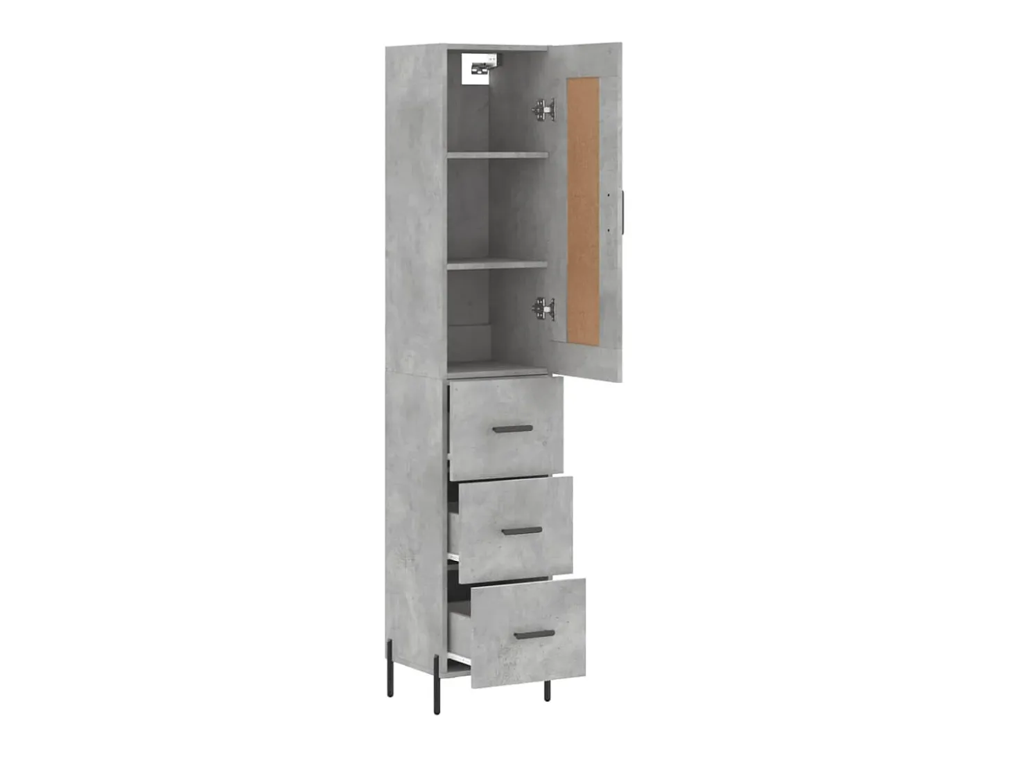 Aparador de madera contrachapada gris hormigón 34,5x34x180 cm ES29391