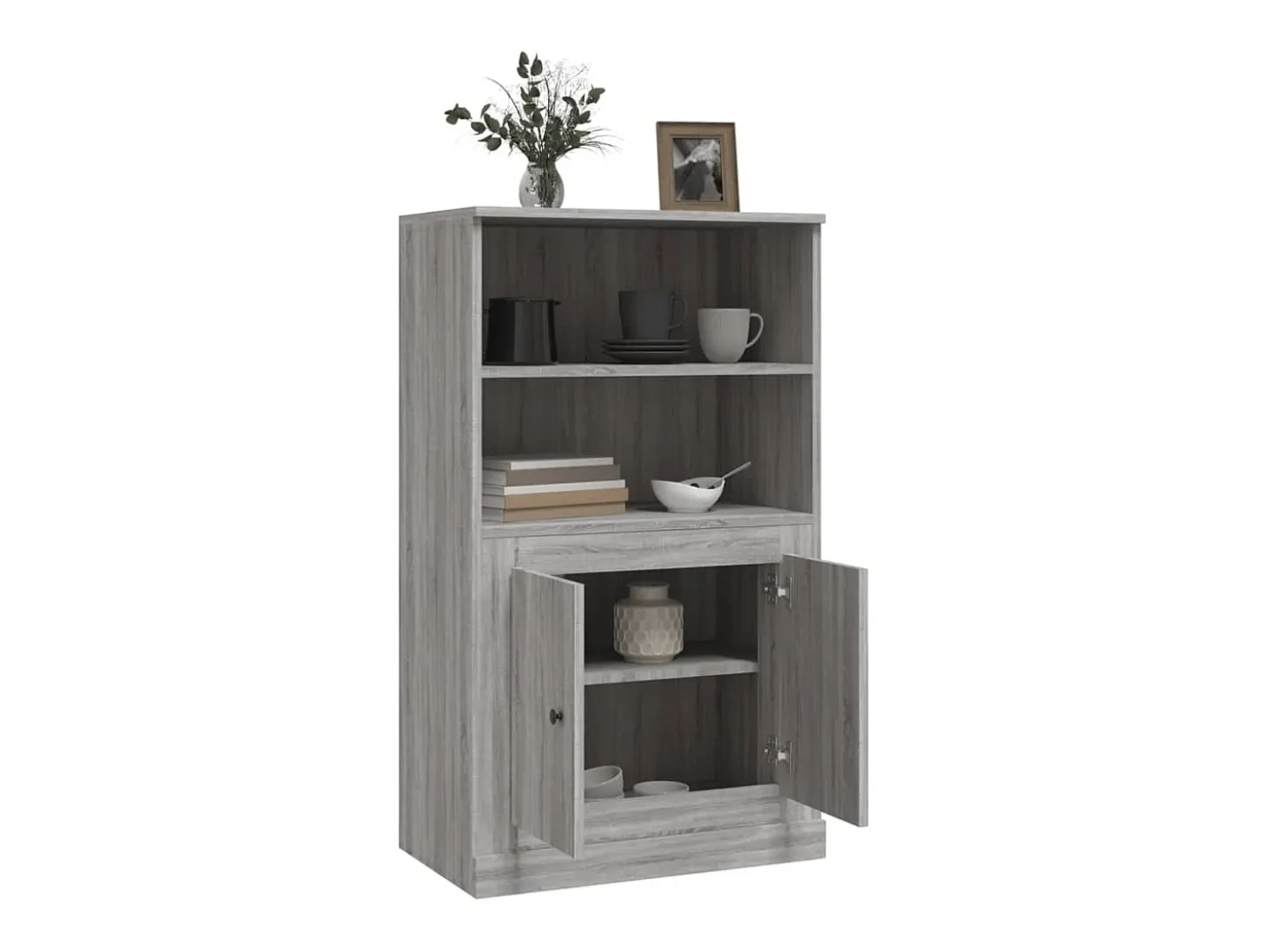 Aparador de madera contrachapada gris Sonoma 60x35,5x103,5 cm