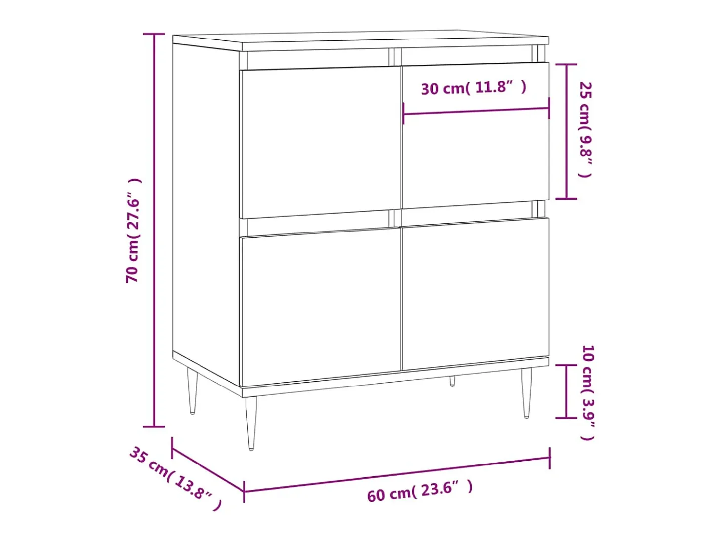 Aparador de madera contrachapada gris Sonoma 60x35x70 cm