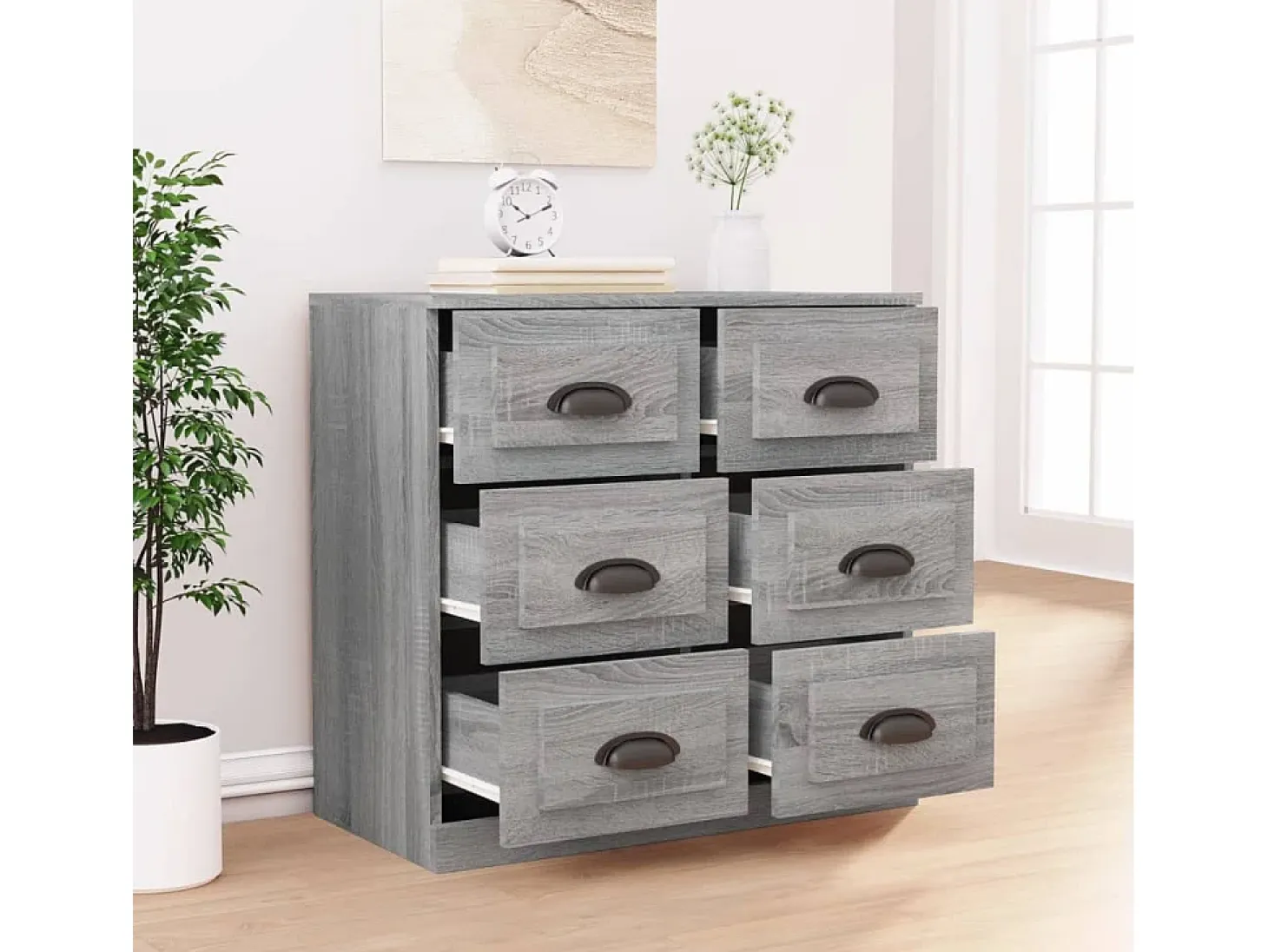 Aparador de madera contrachapada gris Sonoma 70x35,5x67,5 cm ES65228