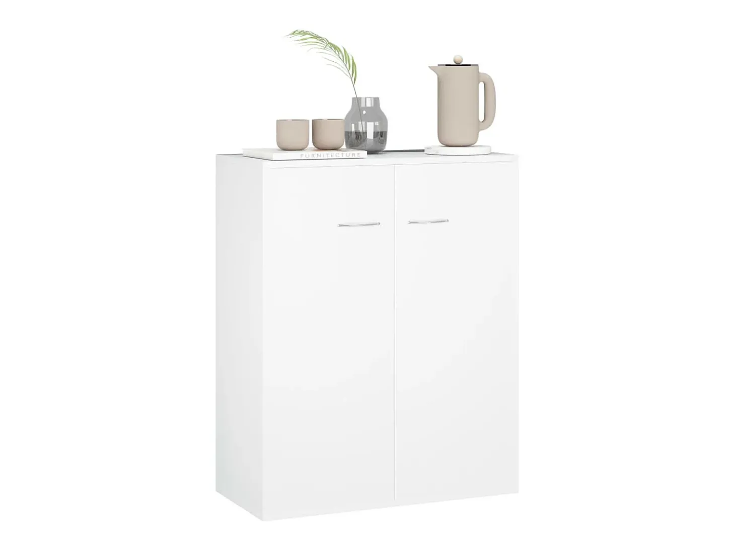 Aparador de madera contrachapada blanco 60x30x75 cm