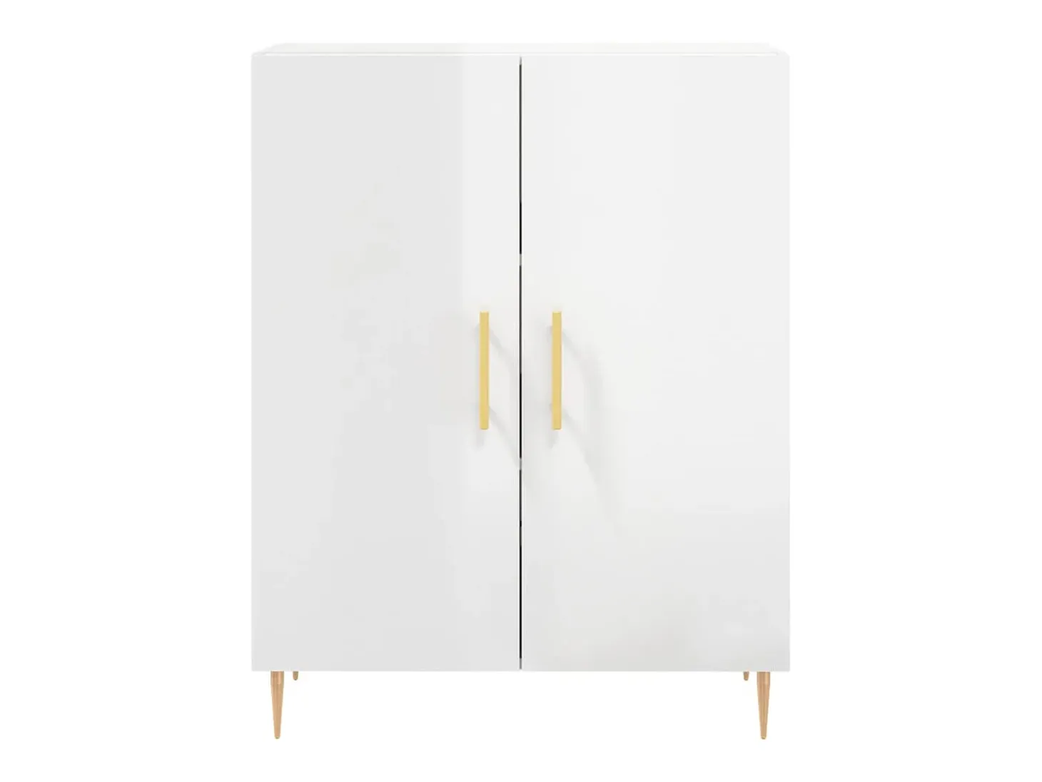 Aparador de madera contrachapada blanco brillante 69,5x34x90 cm
