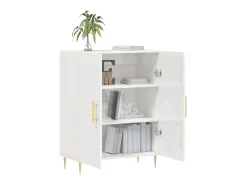 Aparador de madera contrachapada blanco brillante 69,5x34x90 cm