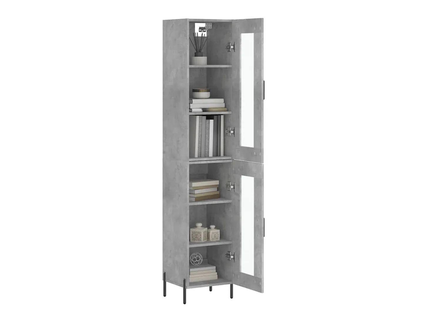 Aparador de madera contrachapada gris hormigón 34,5x34x180 cm ES84225