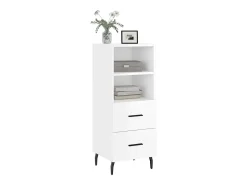 Aparador de madera contrachapada blanco brillante 34,5x34x90 cm ES87074