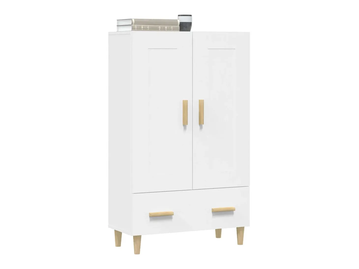 Aparador de madera contrachapada blanco 70x31x115 cm