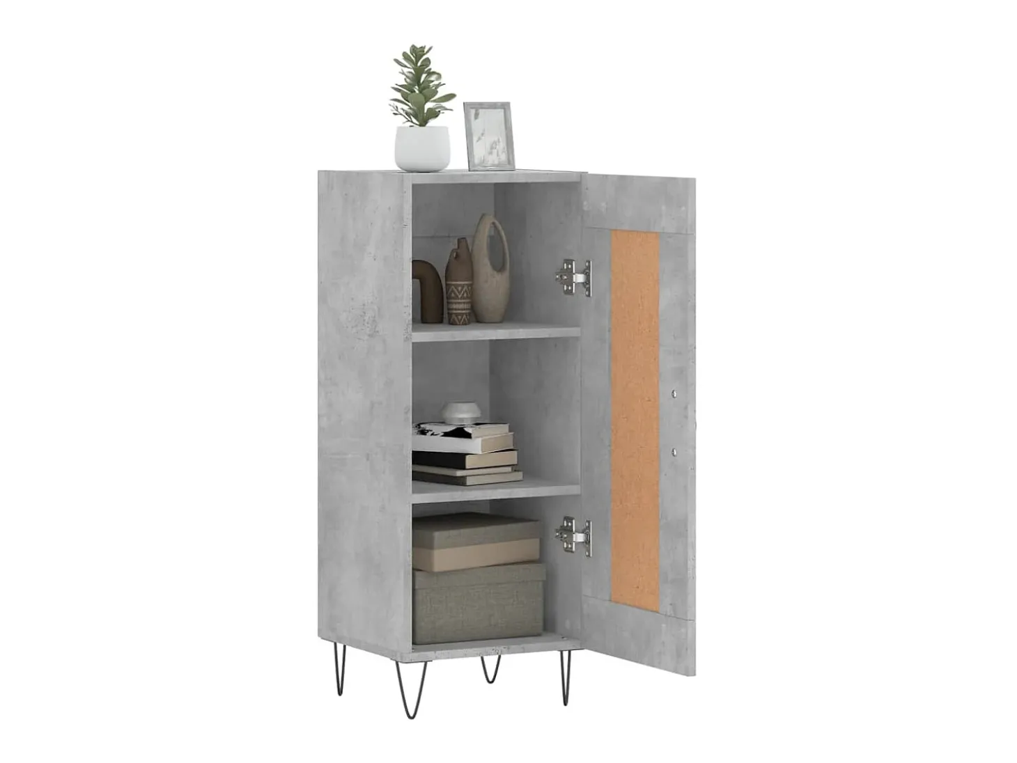 Aparador de madera contrachapada gris hormigón 34,5x34x90 cm ES31672