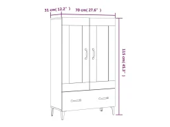 Aparador de madera contrachapada roble ahumado 70x31x115 cm