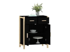 Aparador de madera contrachapada negro 62x38x75 cm