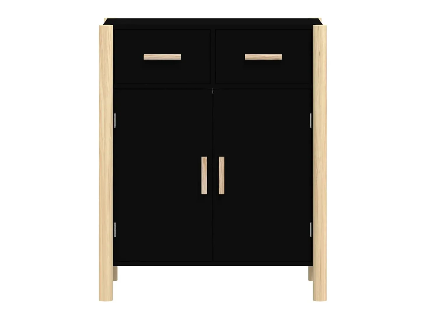 Aparador de madera contrachapada negro 62x38x75 cm