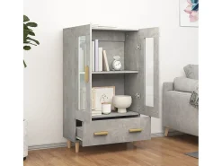 Aparador de madera contrachapada gris hormigón 70x31x115 cm ES45661