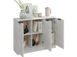 Aparador de madera contrachapada gris hormigón 90,5x30x70 cm ES39664