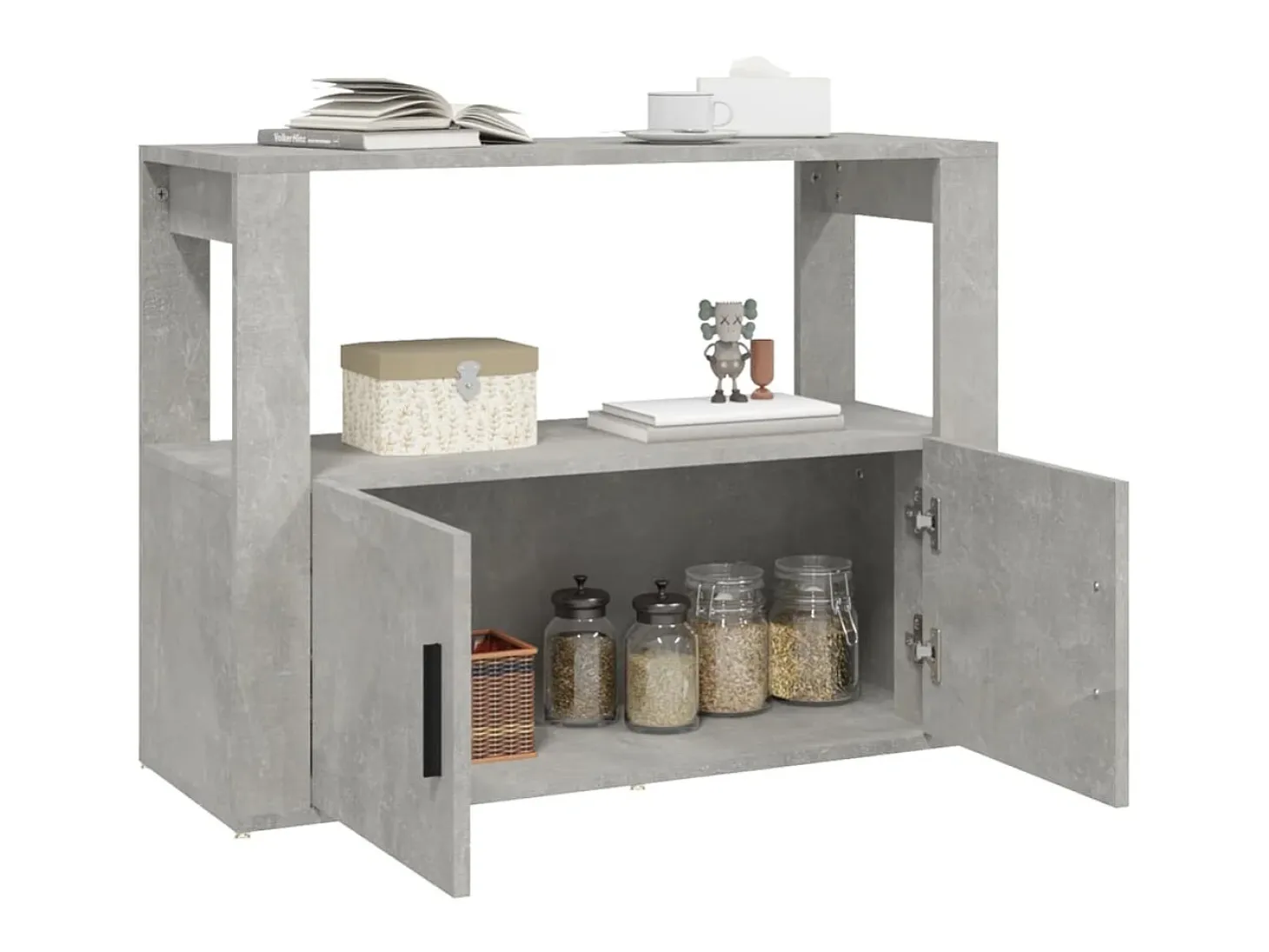 Aparador de madera contrachapada gris hormigón 80x30x60 cm ES19089