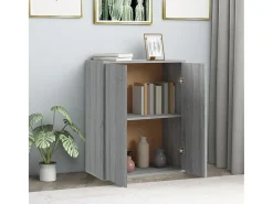 Aparador de madera contrachapada gris Sonoma 60x30x75 cm ES948434