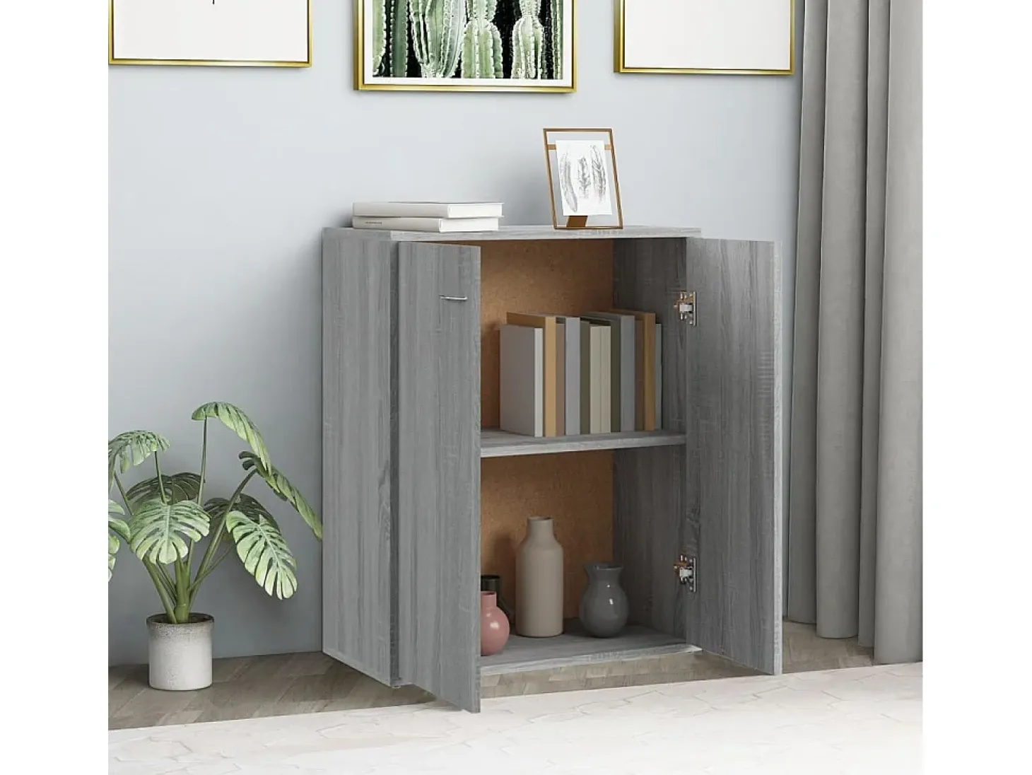 Aparador de madera contrachapada gris Sonoma 60x30x75 cm ES948434