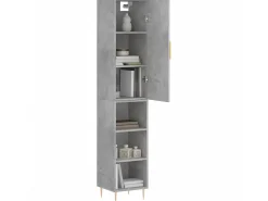 Aparador de madera contrachapada gris hormigón 34,5x34x180 cm ES84844