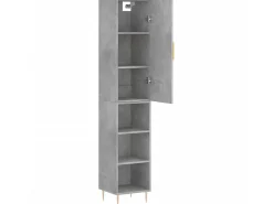 Aparador de madera contrachapada gris hormigón 34,5x34x180 cm ES84844