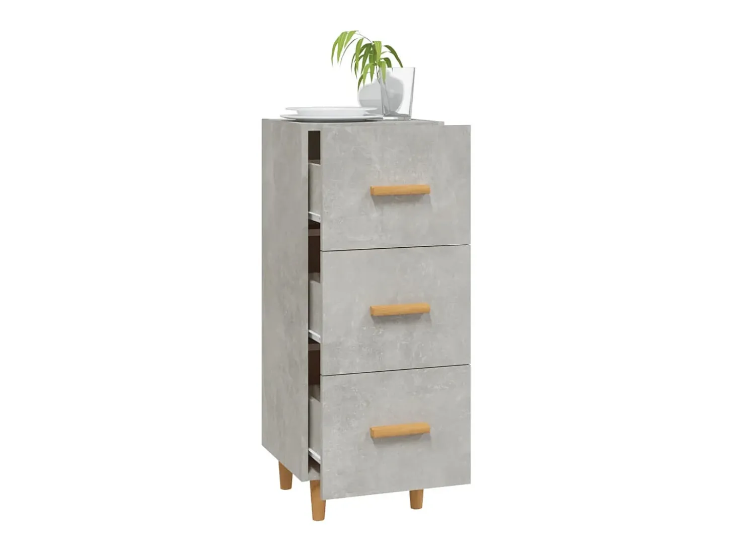 Aparador de madera contrachapada gris hormigón 34,5x34x90 cm