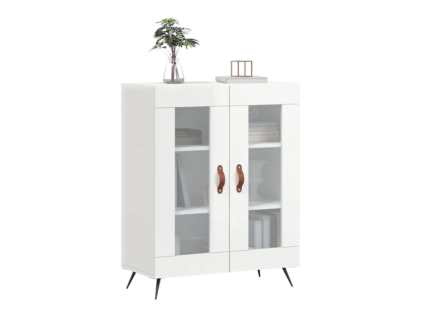 Aparador de madera contrachapada blanco brillante 69,5x34x90 cm ES17362