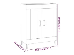 Aparador de madera contrachapada blanco 69,5x34x90 cm