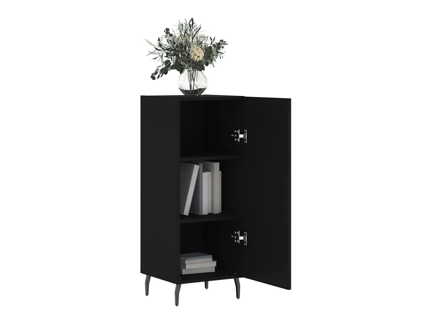 Aparador de madera contrachapada negro 34,5x34x90 cm