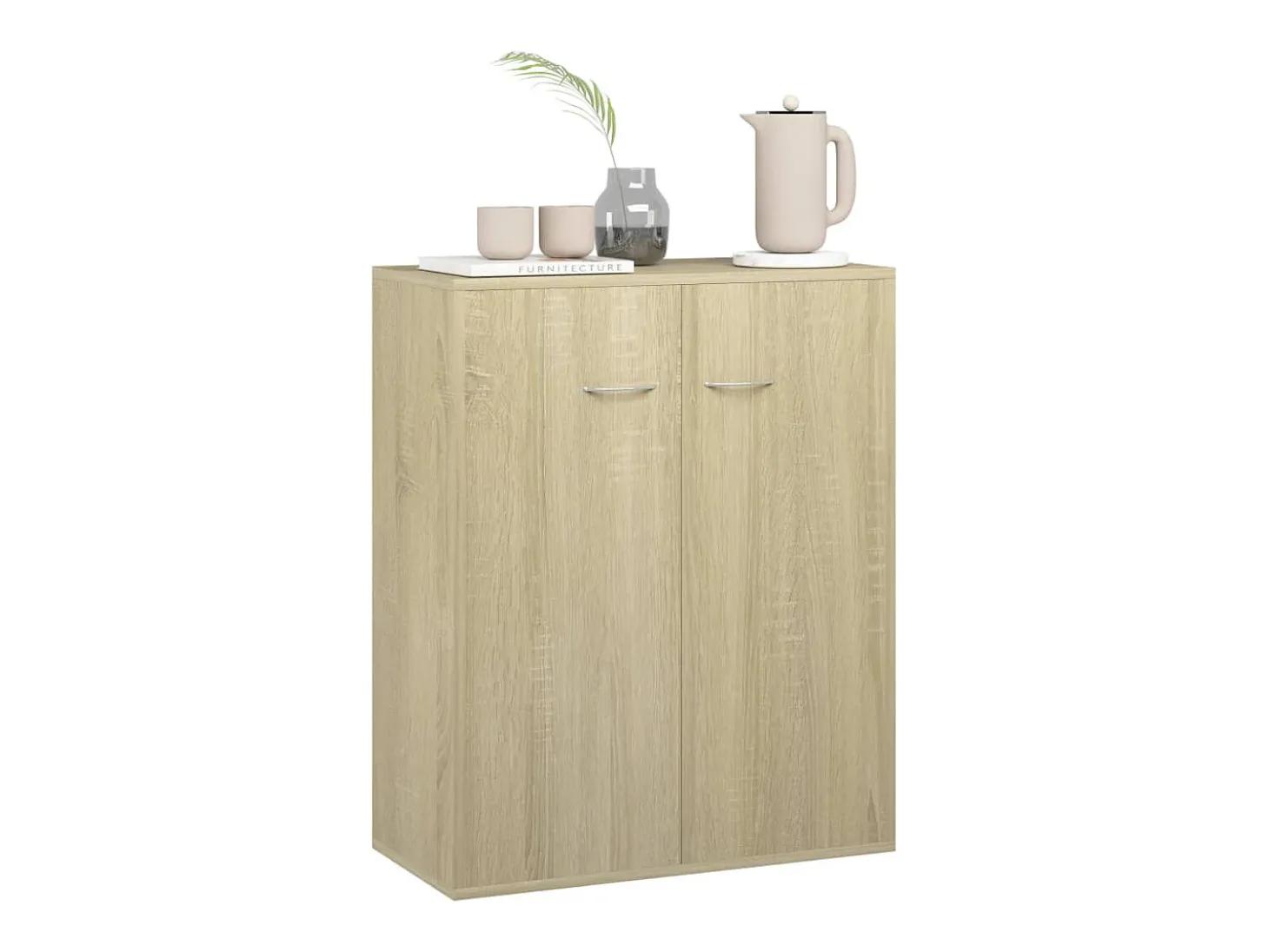Aparador de madera contrachapada color roble Sonoma 60x30x75 cm