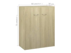Aparador de madera contrachapada color roble Sonoma 60x30x75 cm
