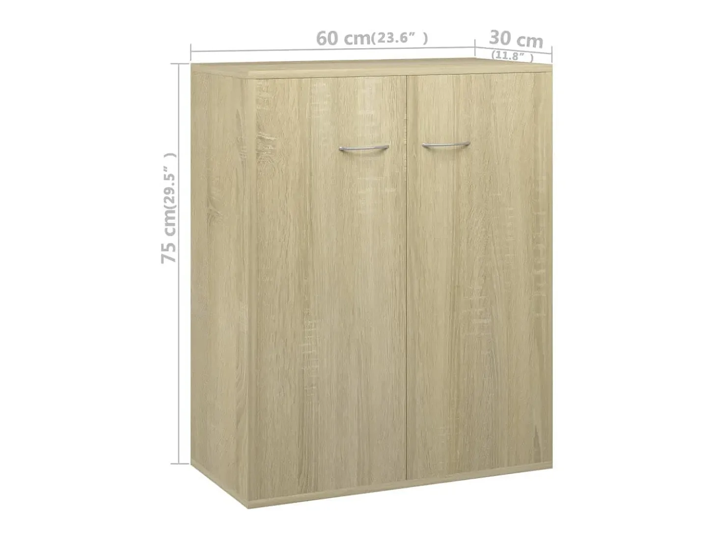 Aparador de madera contrachapada color roble Sonoma 60x30x75 cm