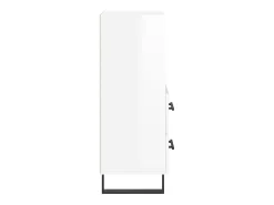 Aparador de madera contrachapada blanco brillante 34,5x34x90 cm