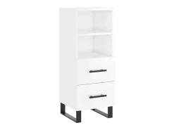 Aparador de madera contrachapada blanco brillante 34,5x34x90 cm