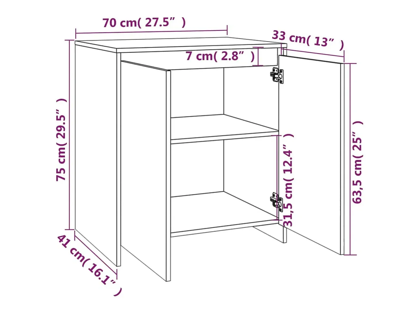 Aparador de madera contrachapada roble Sonoma 70x41x75 cm
