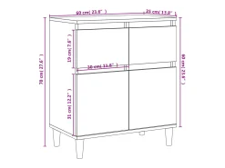 Aparador de madera contrachapada blanco 60x35x70 cm
