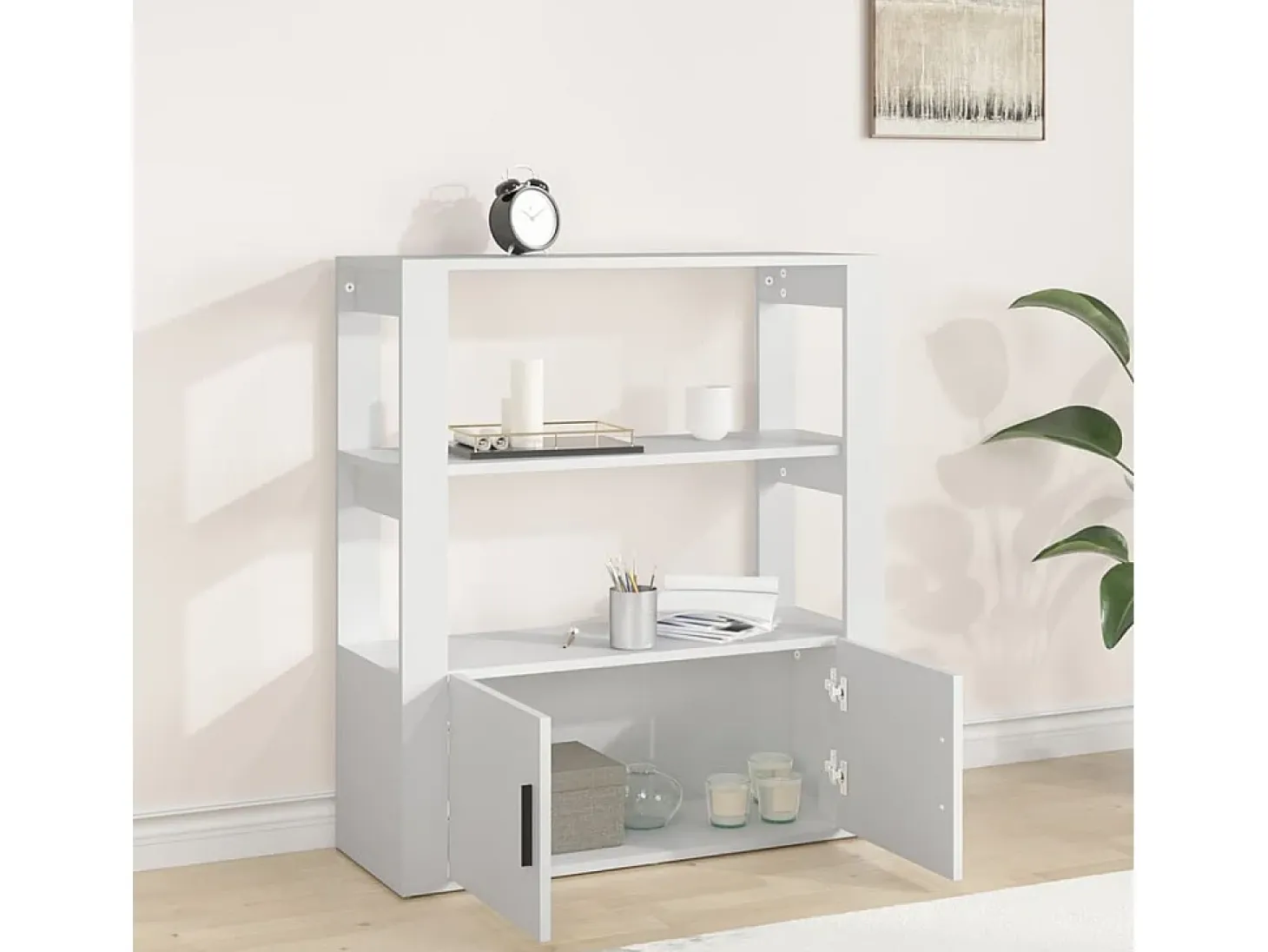 Aparador de madera contrachapada blanco 80x30x90 cm ES78313