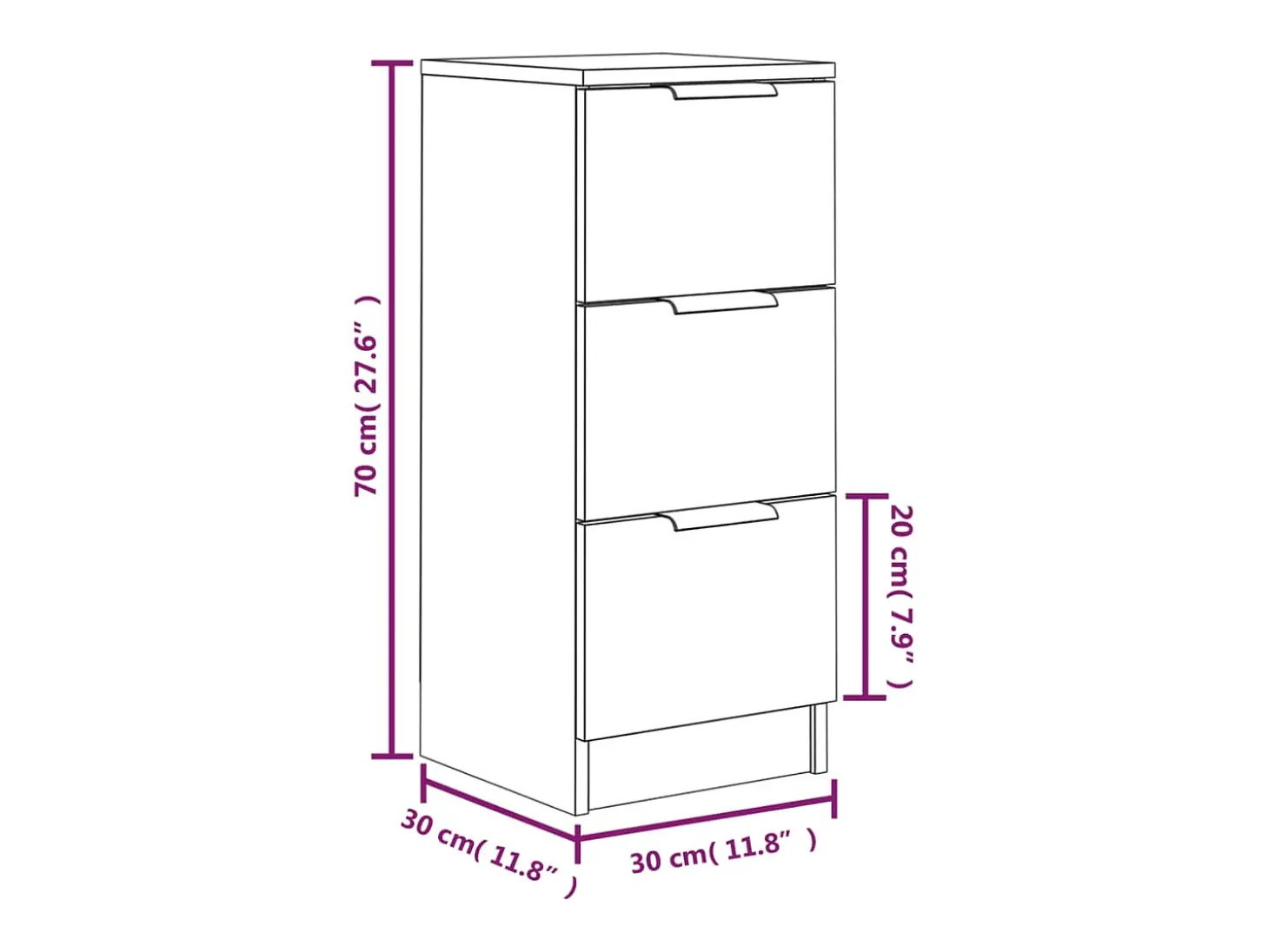 Aparador de madera contrachapada blanco 30x30x70 cm
