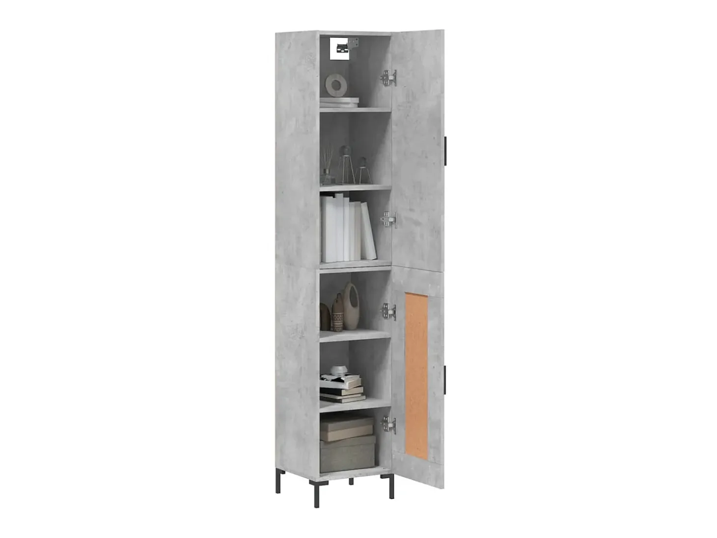 Aparador de madera contrachapada gris hormigón 34,5x34x180 cm ES46790